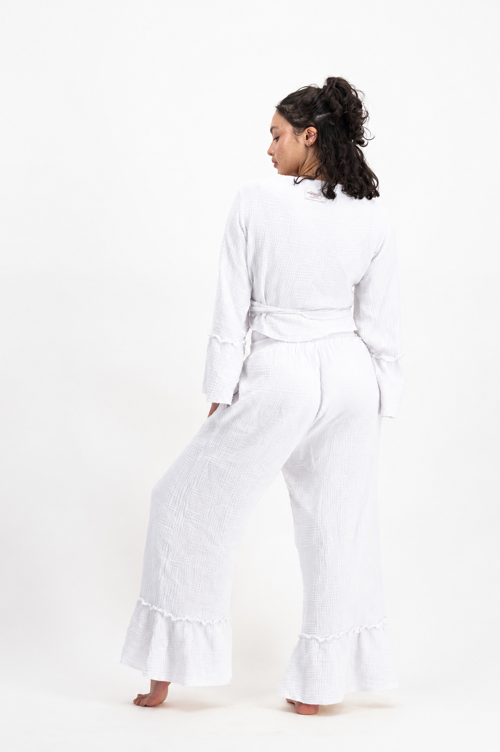 Muslin Cotton Boho Wrap set - White