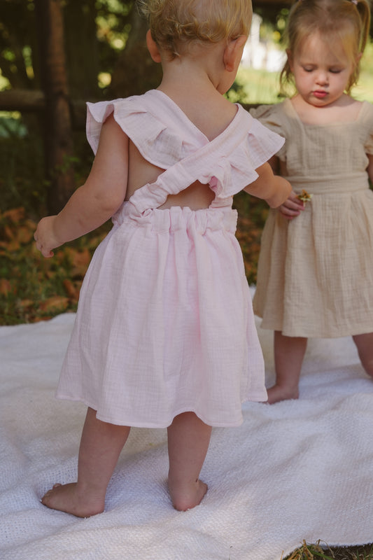 Wildflower Muslin Dress - Pastel Pink