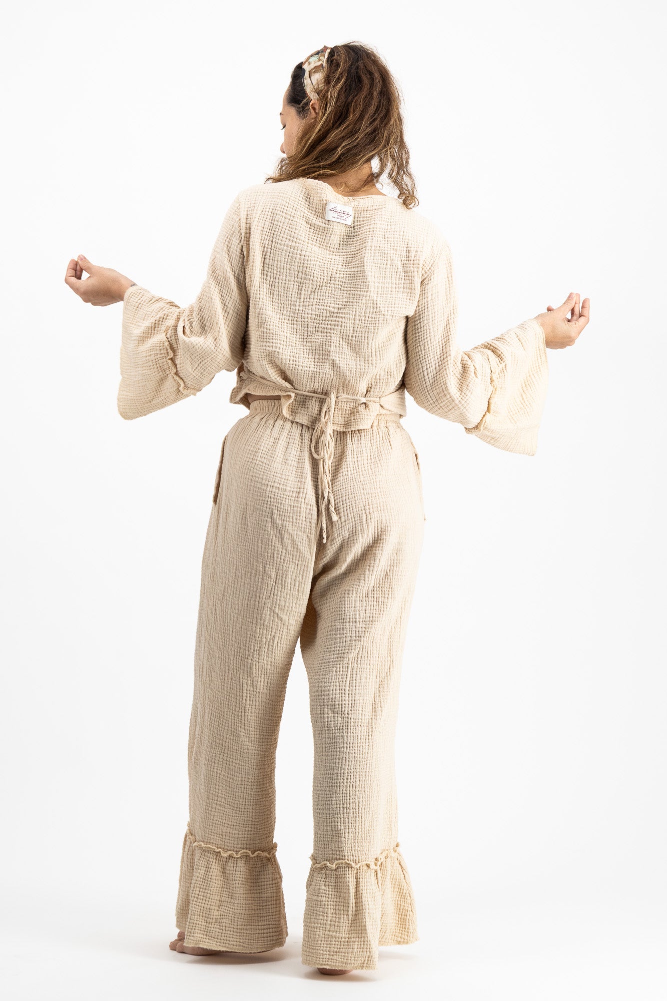Muslin Cotton Boho Wrap set - Beige